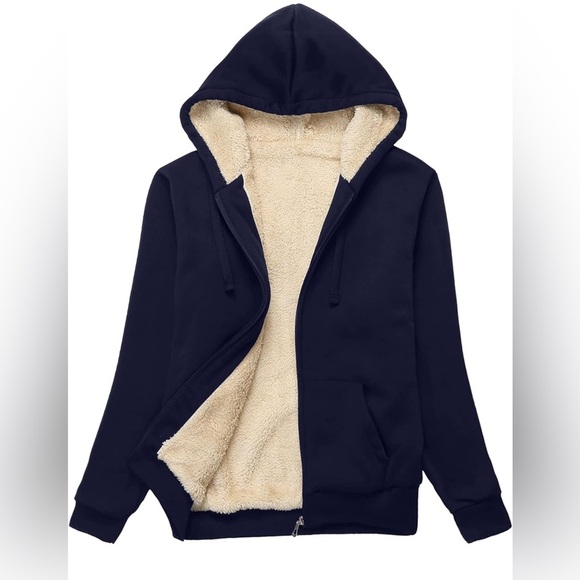 Winter Fleece Hoodie/Sweatshirt - Full Zip Up Thick Sherpa Lined, Size XL - Picture 1 of 11